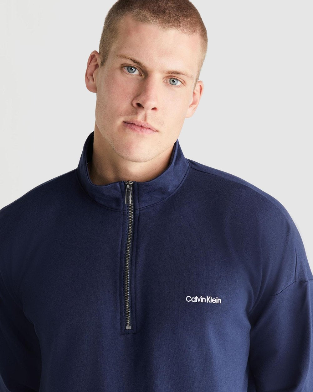 Calvin Klein MICRO LOGO Q ZIP - Sweatshirt - Navy Blue