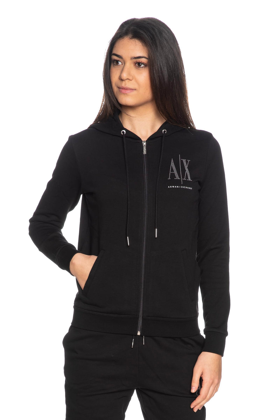 Armani Exchange Studs Sweatshirt/Pants Set For Women Black