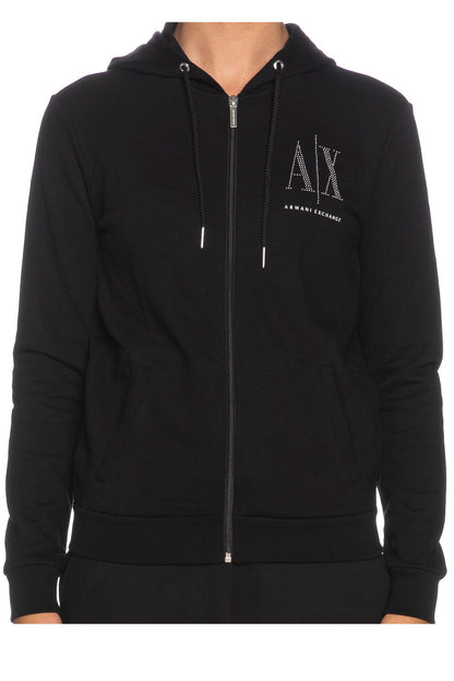 Armani Exchange Studs Sweatshirt/Pants Set For Women Black