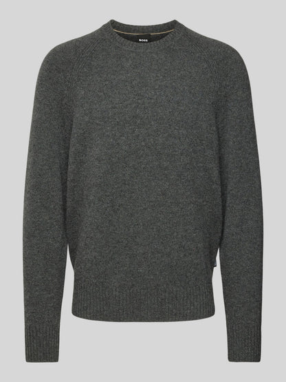 Boss Cashmere sweater with a crew neck in medium gray melange