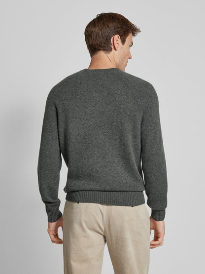 Boss Cashmere sweater with a crew neck in medium gray melange