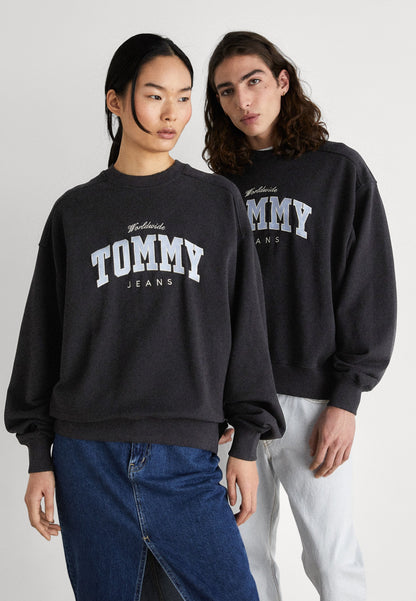 Tommy Jeans
BOXY VARSITY CREW UNISEX - Mikina - black