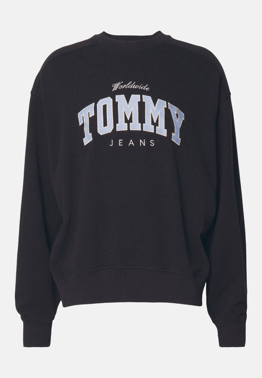 Tommy Jeans
BOXY VARSITY CREW UNISEX - Mikina - black