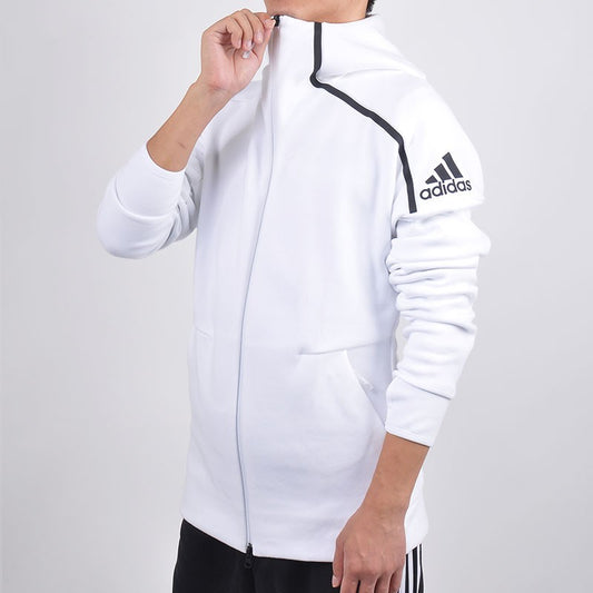 Men's adidas Logo Knit White Hooded Jacket