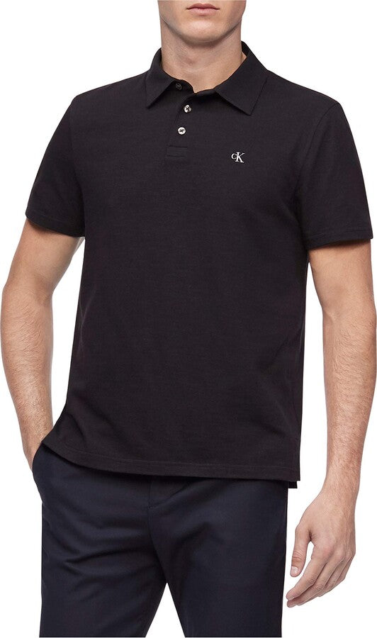 Calvin Klein Men's Smooth Cotton Monogram Logo Polo Shirt