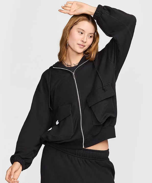 nike women's sports training casual hooded jacket BLACK