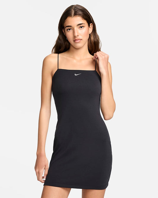 Nike Sportswear Chill Knit Women's tight ribbed suspender dress Black