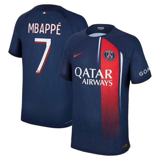 Paris Saint-Germain Nike Home Dri Fit Adv Match Shirt 2023-24 with Mbappé 7 printing