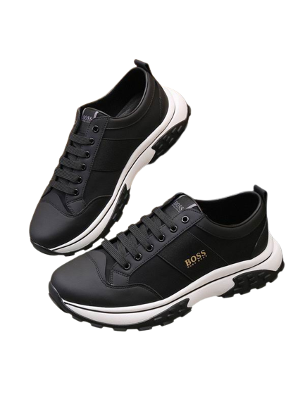 HUGO BOSS mens Shoes Black with gold lettering